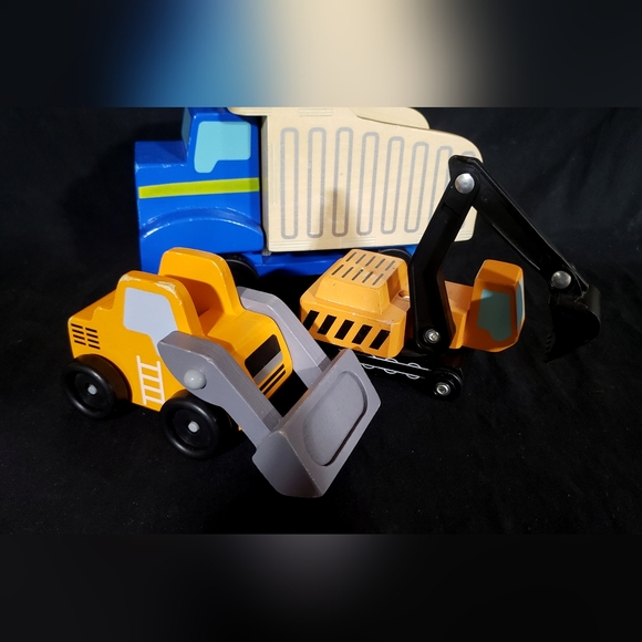 Melissa & Doug Wooden Construction Vehicles Playset - Picture 3 of 3